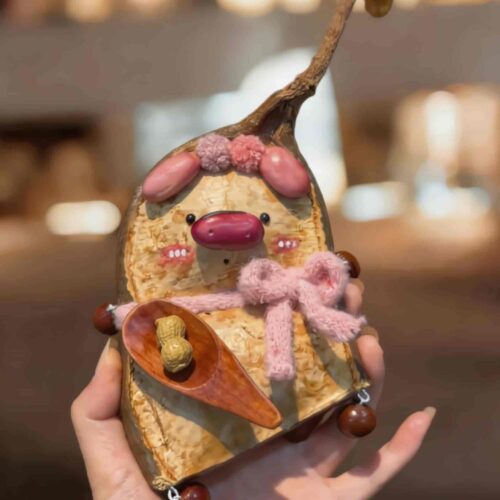 Handmade Whimsical Piglet Bell Decor