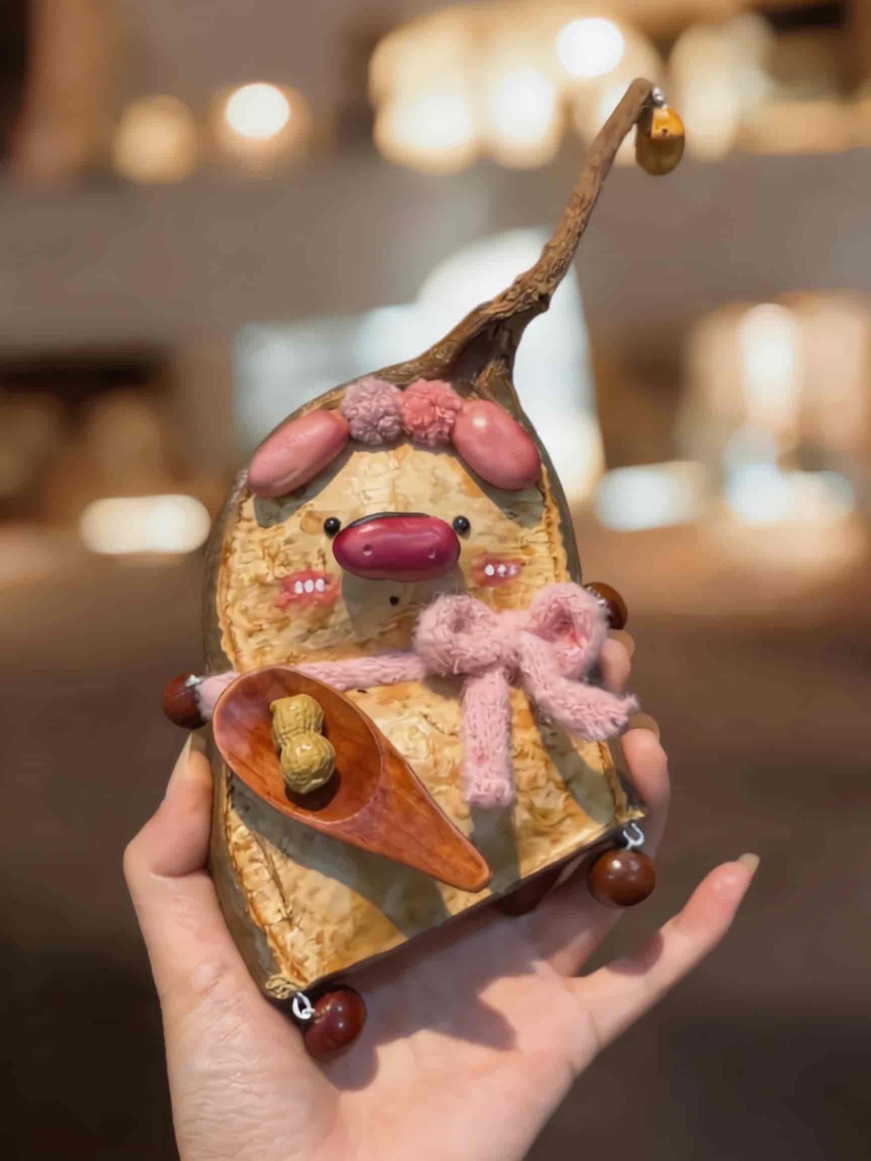 Handmade Whimsical Piglet Bell Decor