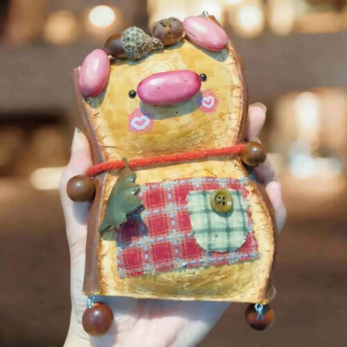 Handmade Woodland Pocket Piglet Decor