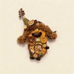 Open-Mouth Pod Doll Curly Bell Hat Puppy with curly caramel pigtails, tall bell-topped woodland hat, and tiny floral window scene on a neutral background