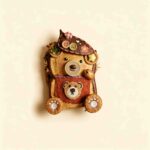Handmade Happy Pocket Bear pod doll with a storybook cap, cozy front pocket, teddy bear patch, and woodland-inspired details