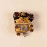 Handmade Pocket Tiger Cub pod doll front view on soft beige background