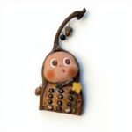 Acorn Phone Pod Doll finished doll front view with branch stem hanging acorn and keypad details