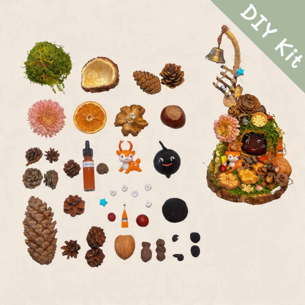 Bell Pod House Deerlight Moss Nook DIY kit with natural materials and finished woodland pod house