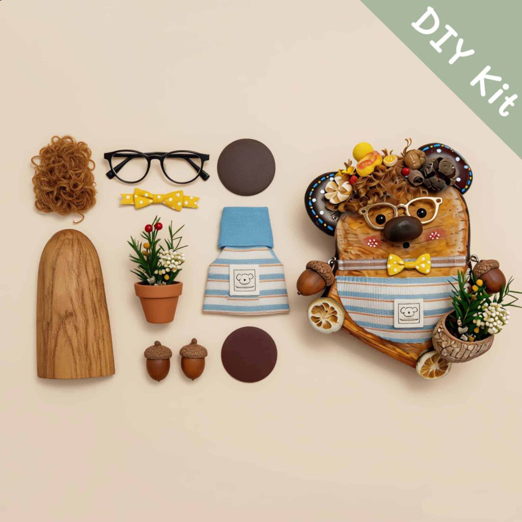 DIY Kit for Pod Doll showing materials laid out