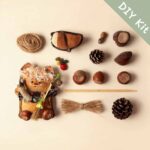 Pod Doll – Curly Orange Hair DIY Kit materials laid out