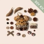DIY Kit for Brown Deer Pod Doll – materials laid out