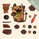 Open-Mouth Pod Doll – Orange Fox DIY Kit flat-lay