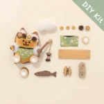 DIY Kit image for Open-Mouth Pod Doll – Pumpkin Face showing material kit laid out