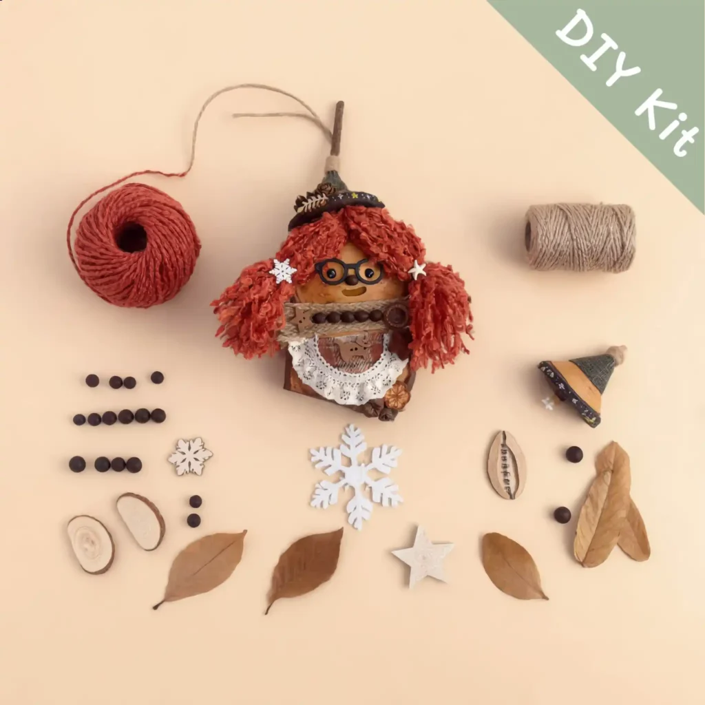 DIY Kit for Pod Doll – materials laid out