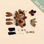 DIY Kit for Pod Doll – Bear with Seed Pod Crown showing materials
