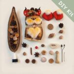 DIY Kit for Pod Doll laid out with seed pods and accessories
