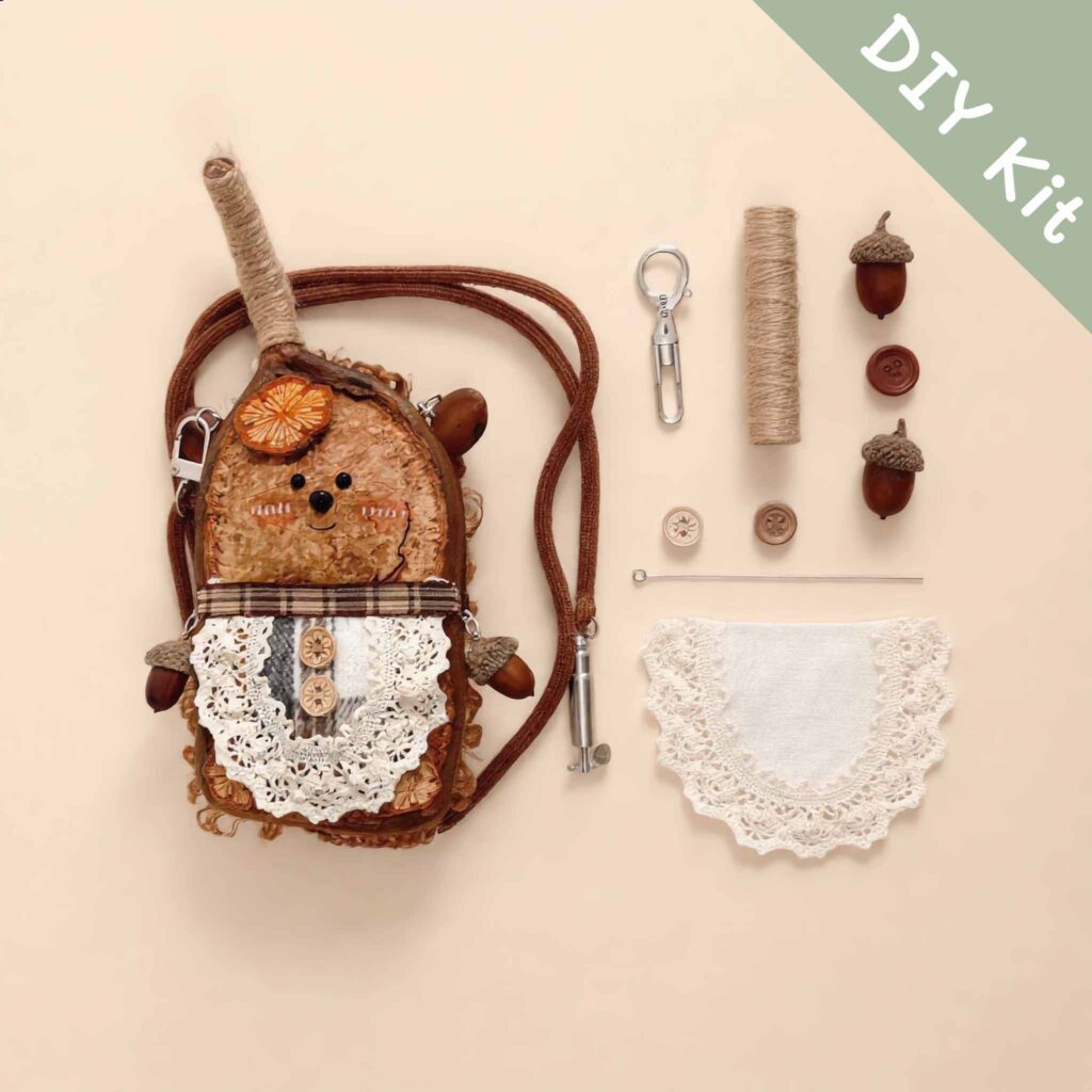 DIY Kit for Pod Doll – Sunburst Seed Pod Face laid out