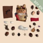 DIY Kit flat-lay with seed pods, fabrics and decorative elements