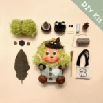 DIY Kit flat-lay for Pod Doll – Green-Curly-Hair Orange-Face