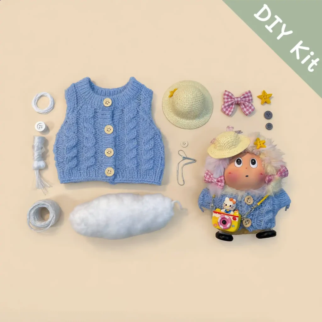 Poddolls DIY Kit laid out with seed pod pieces and accessories