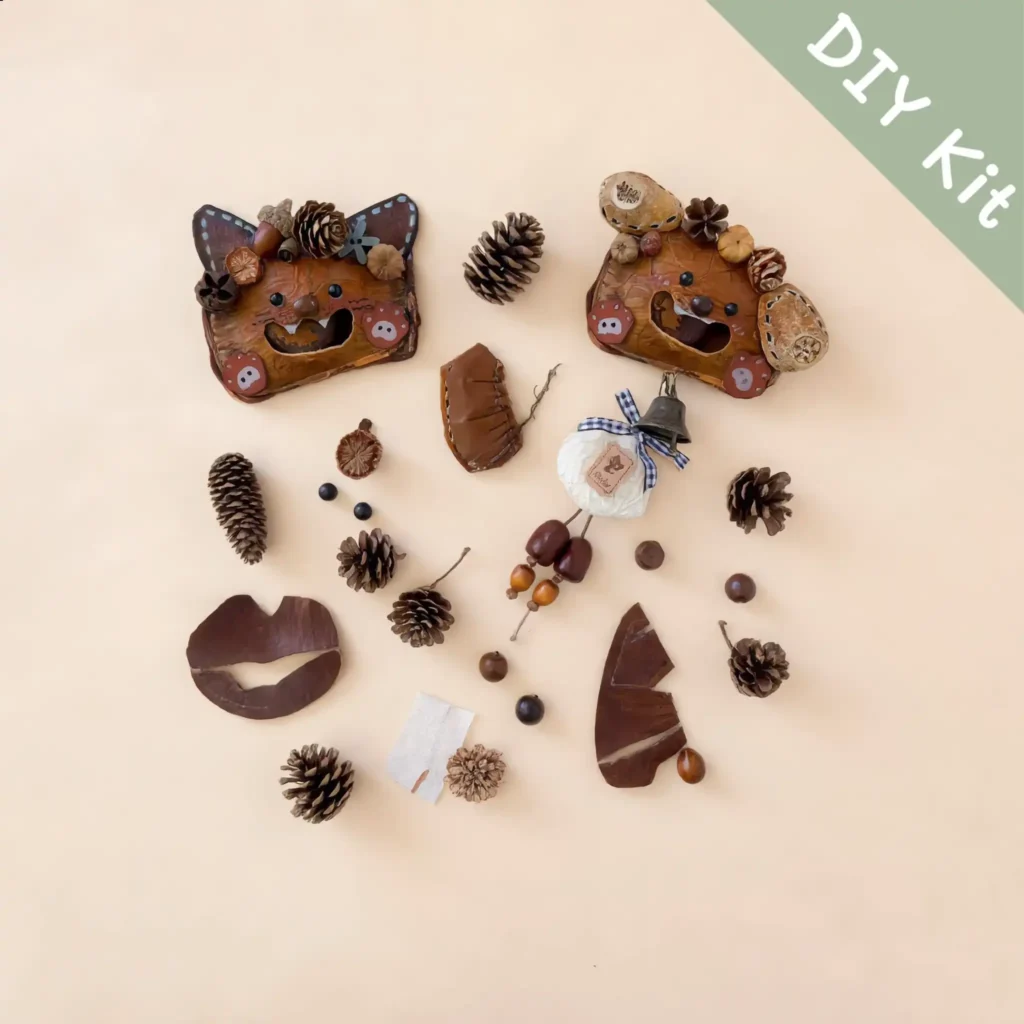 Open-Mouth Pod Doll – Woodland Fox DIY Kit components