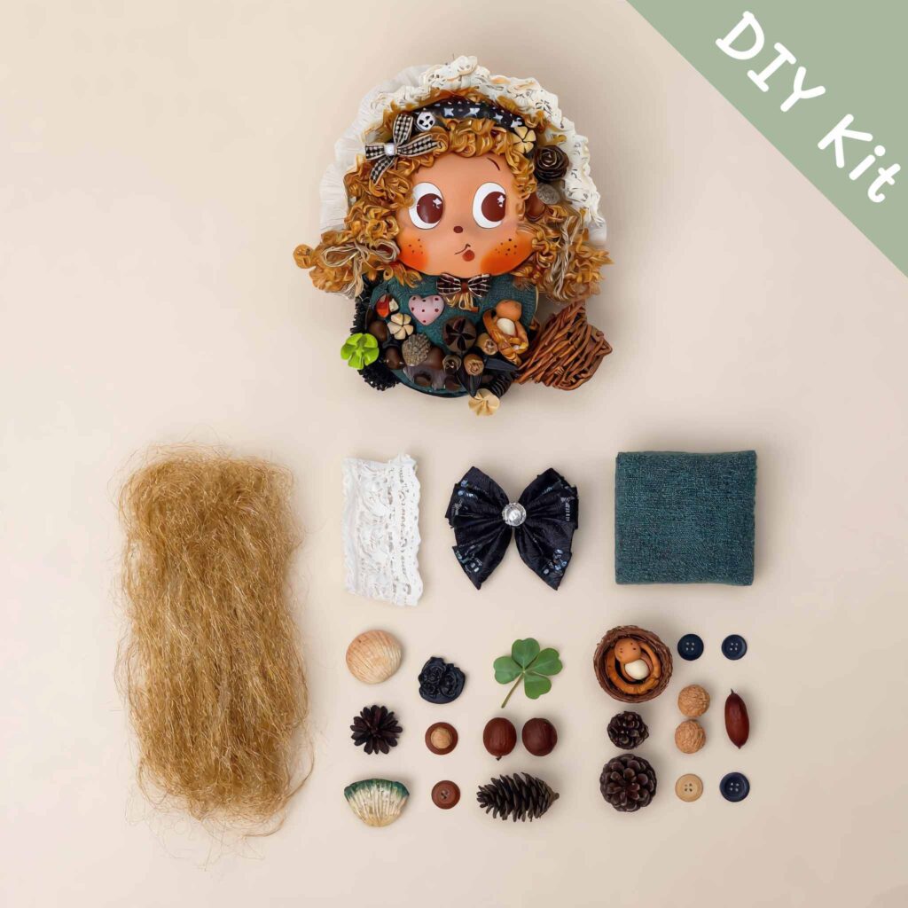DIY Kit for Pod Doll – material kit laid out