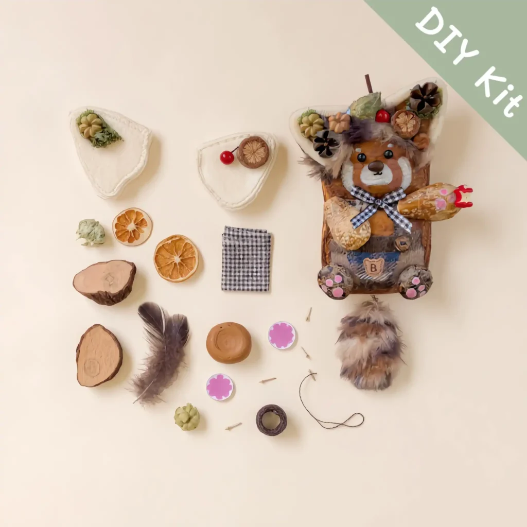 DIY Kit flat-lay for Pod Doll – Floral Bear
