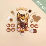 DIY Kit for Pod Doll – Orange Cat showing materials laid out