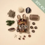 DIY Kit for Open-Mouth Pod Doll – Bunny Ears (material kit laid out)