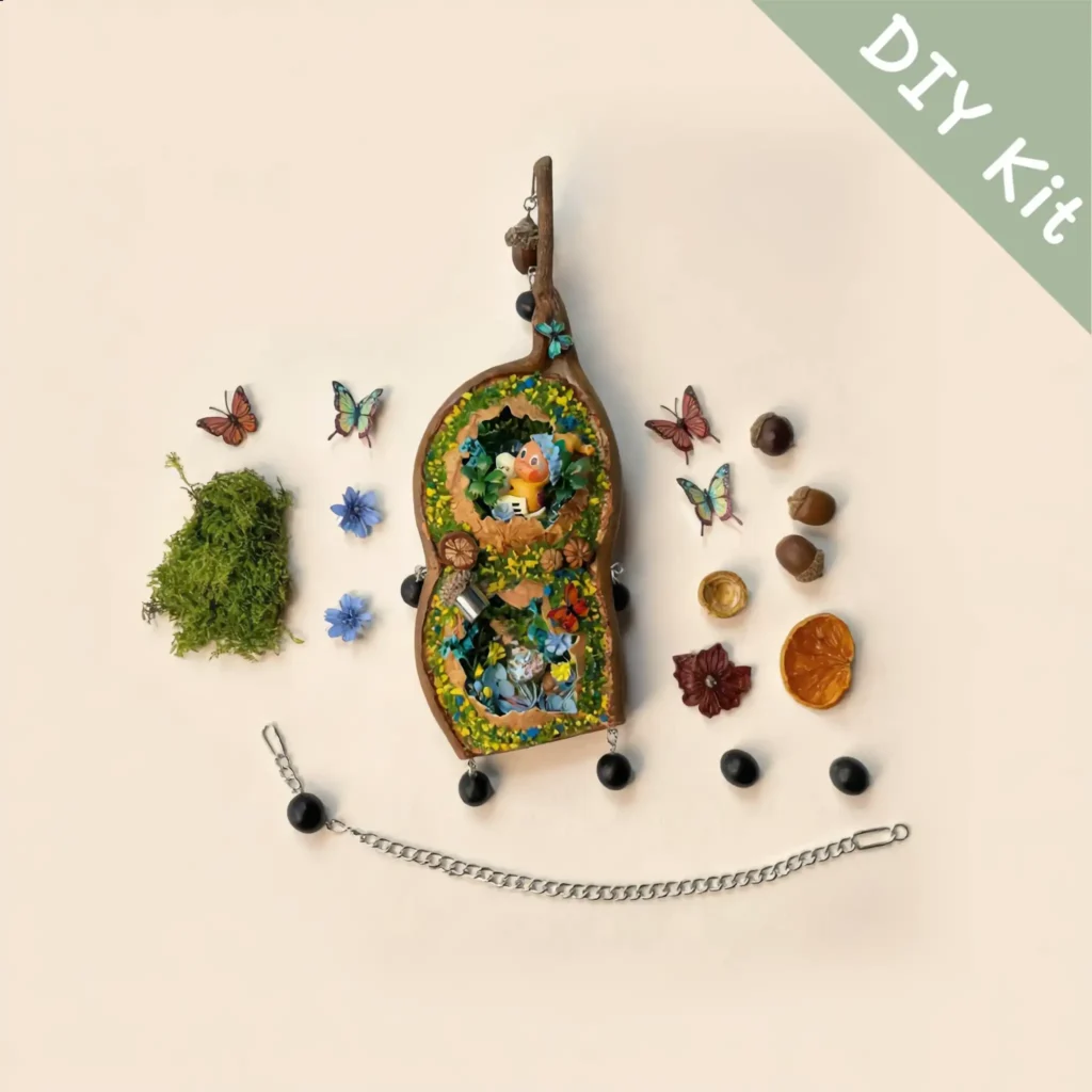 DIY Kit image for Pod Doll – Colorful Garden Scene laid out