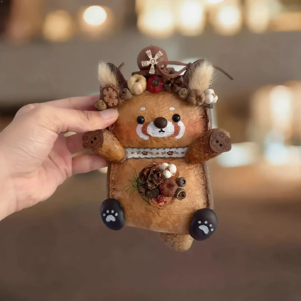 Finished Pod Doll – Bear with Seed Pod Crown, main image