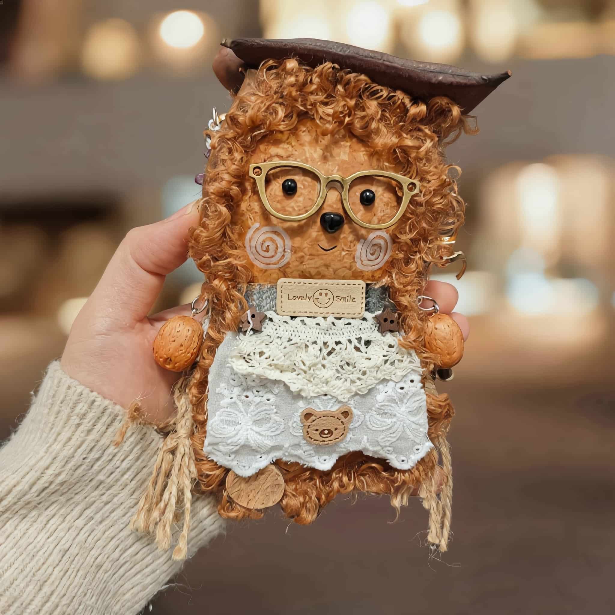 Pod Doll – Curly Brown Bear with Glasses