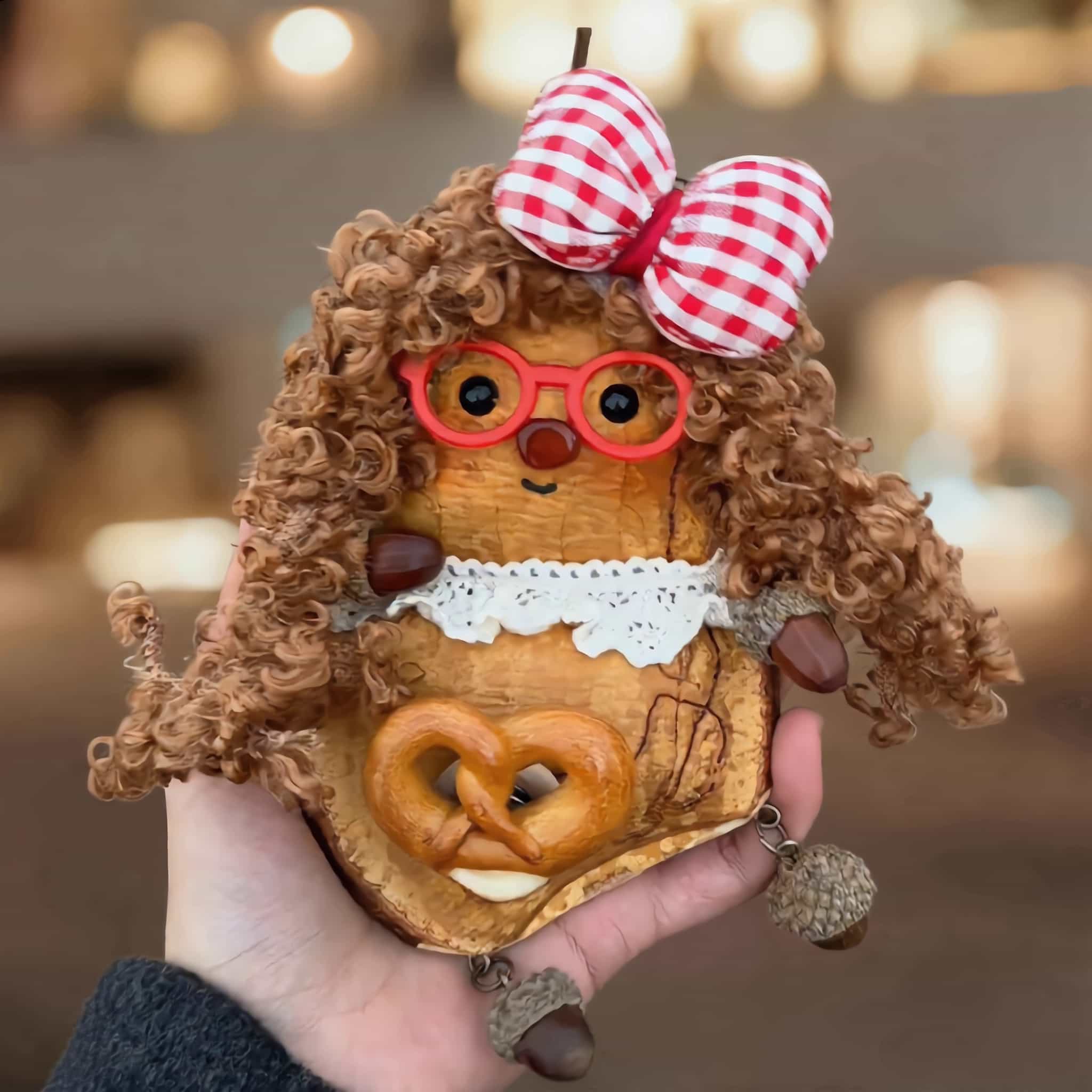Pod Doll – Curly Brown Bear with Red Glasses