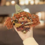 Pod Doll – Autumn Scarecrow, finished product with teal cone hat