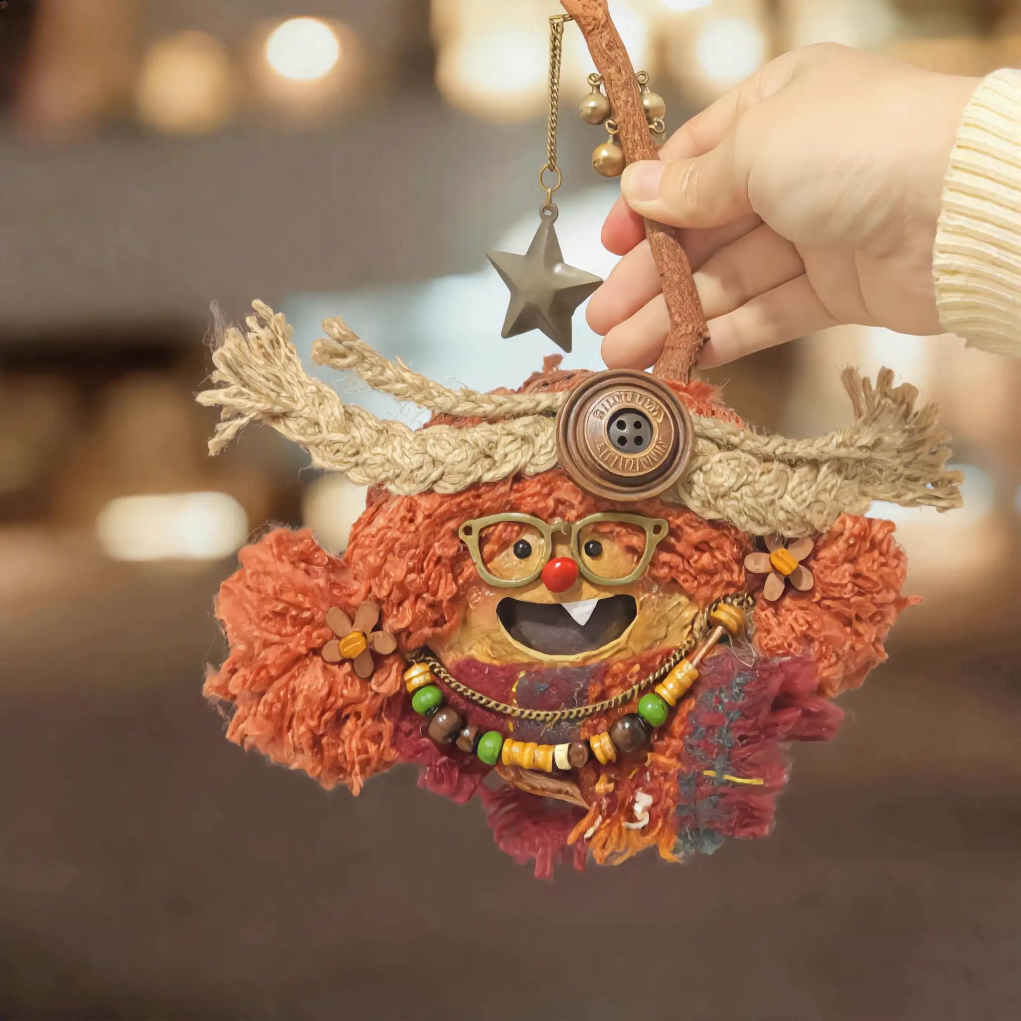 Open-Mouth Pod Doll – Clown with Star Pendant