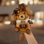 Finished Pod Doll – Woodland Bear with pinecone crown and seed-pod textures