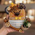 Finished Pod Doll: Whimsical Bear with seed pod hat and sunglasses