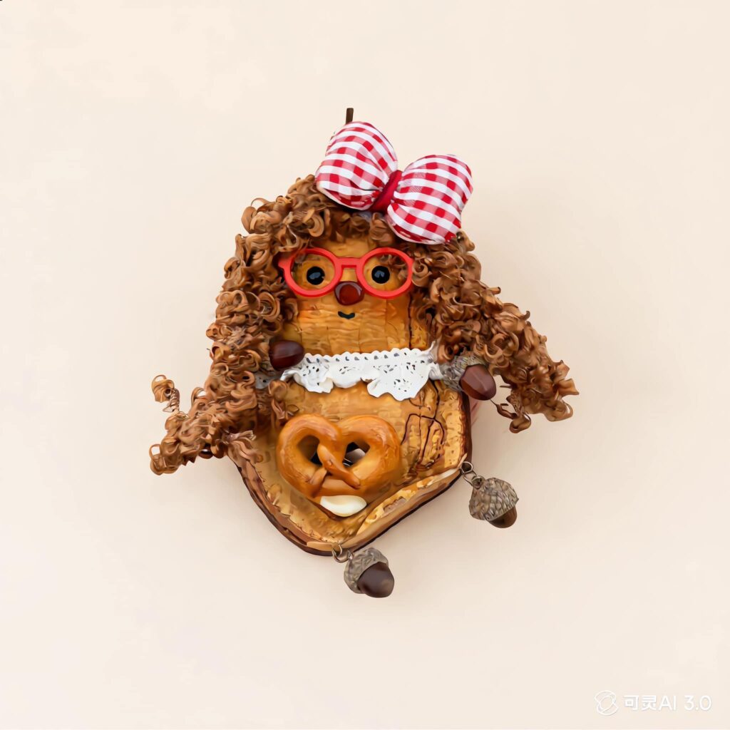 Finished Pod Doll detail image – curly fur and accessories