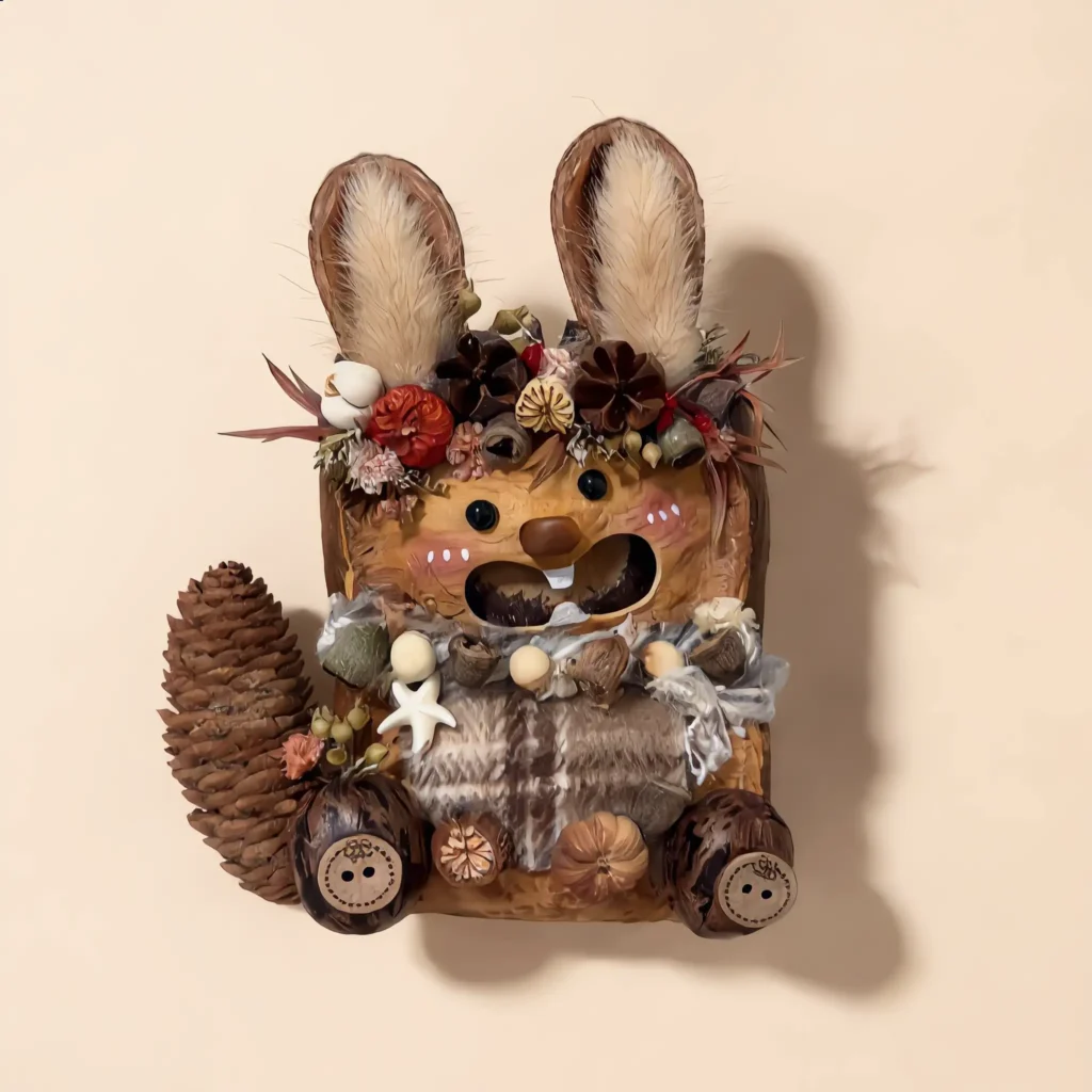 Detail view of Open-Mouth Pod Doll – Bunny Ears