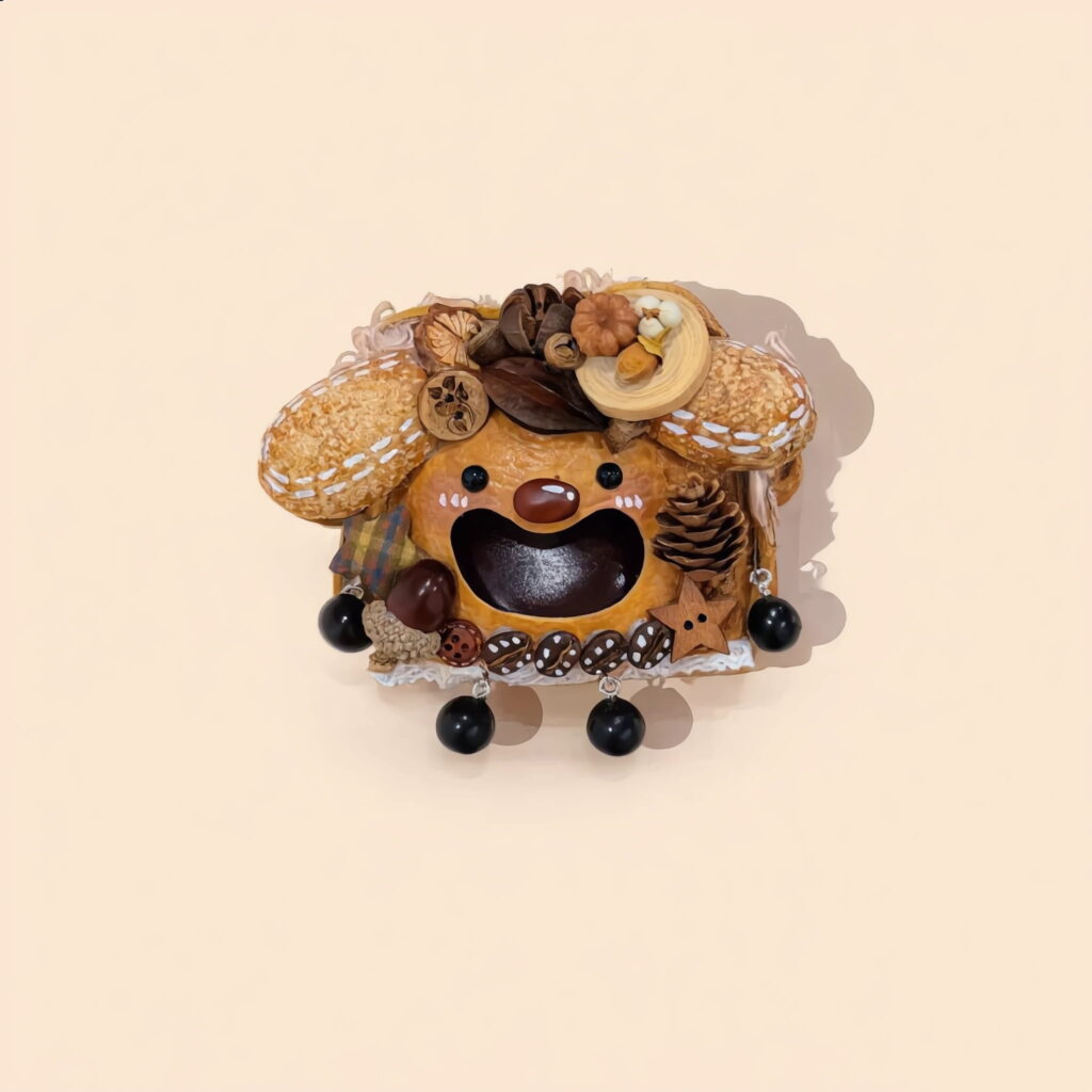 Close-up detail of Open-Mouth Pod Doll – Brown Bear