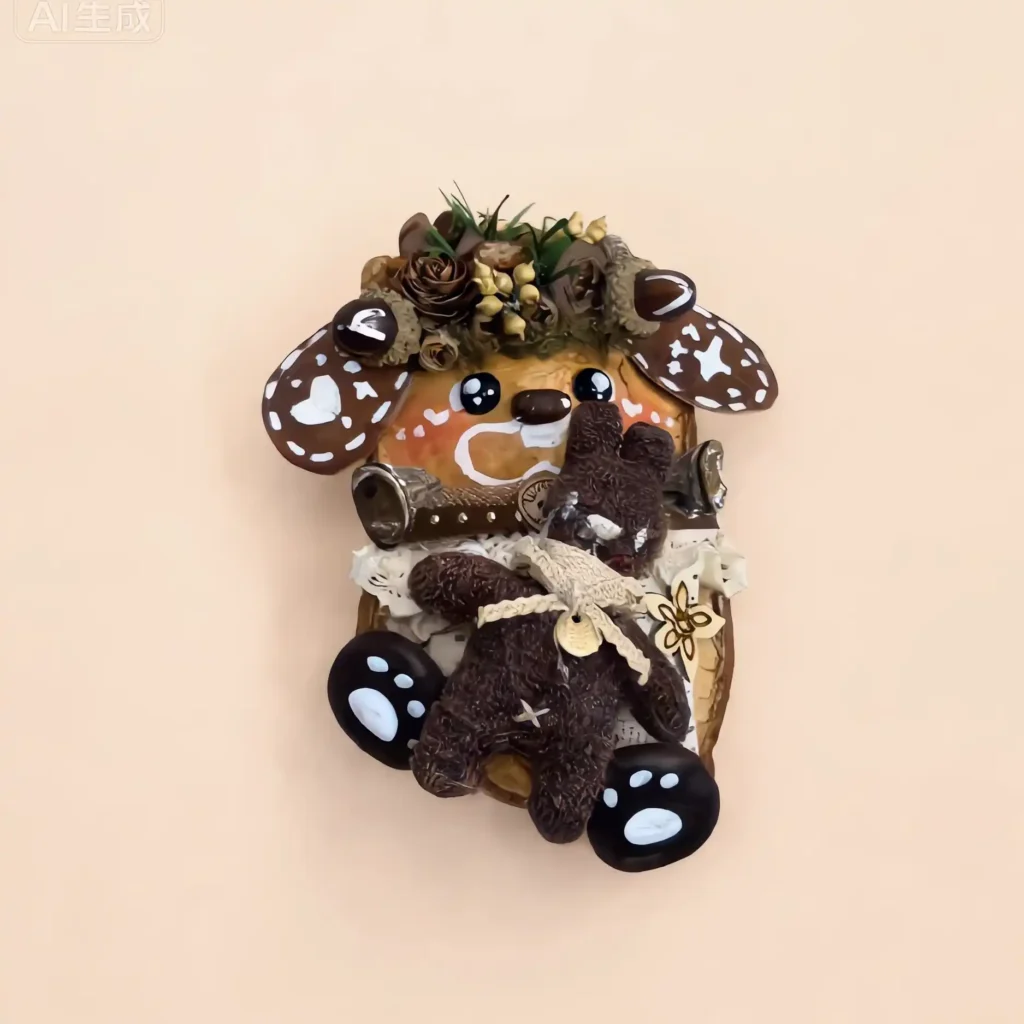 Finished Doll Detail – Floral Crown Pup