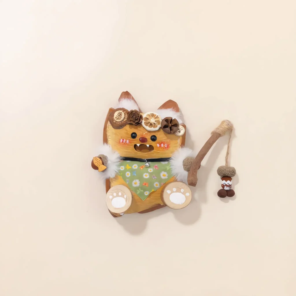 Close-up detail shot of Open-Mouth Pod Doll – Pumpkin Face (finished doll)