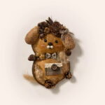 Close-up detail of the Pinecone Crown Bear finished Pod Doll