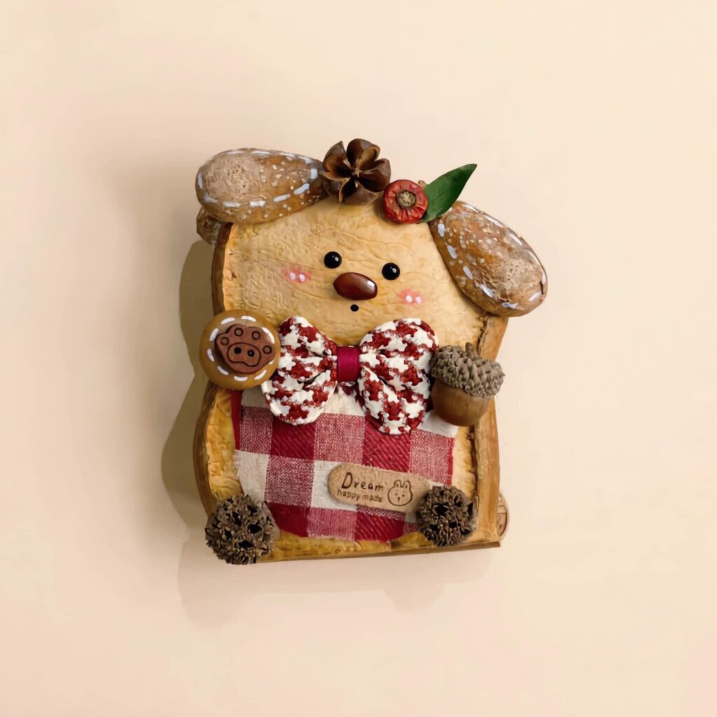 Detail shot of Flower-Crowned Bear Pod Doll