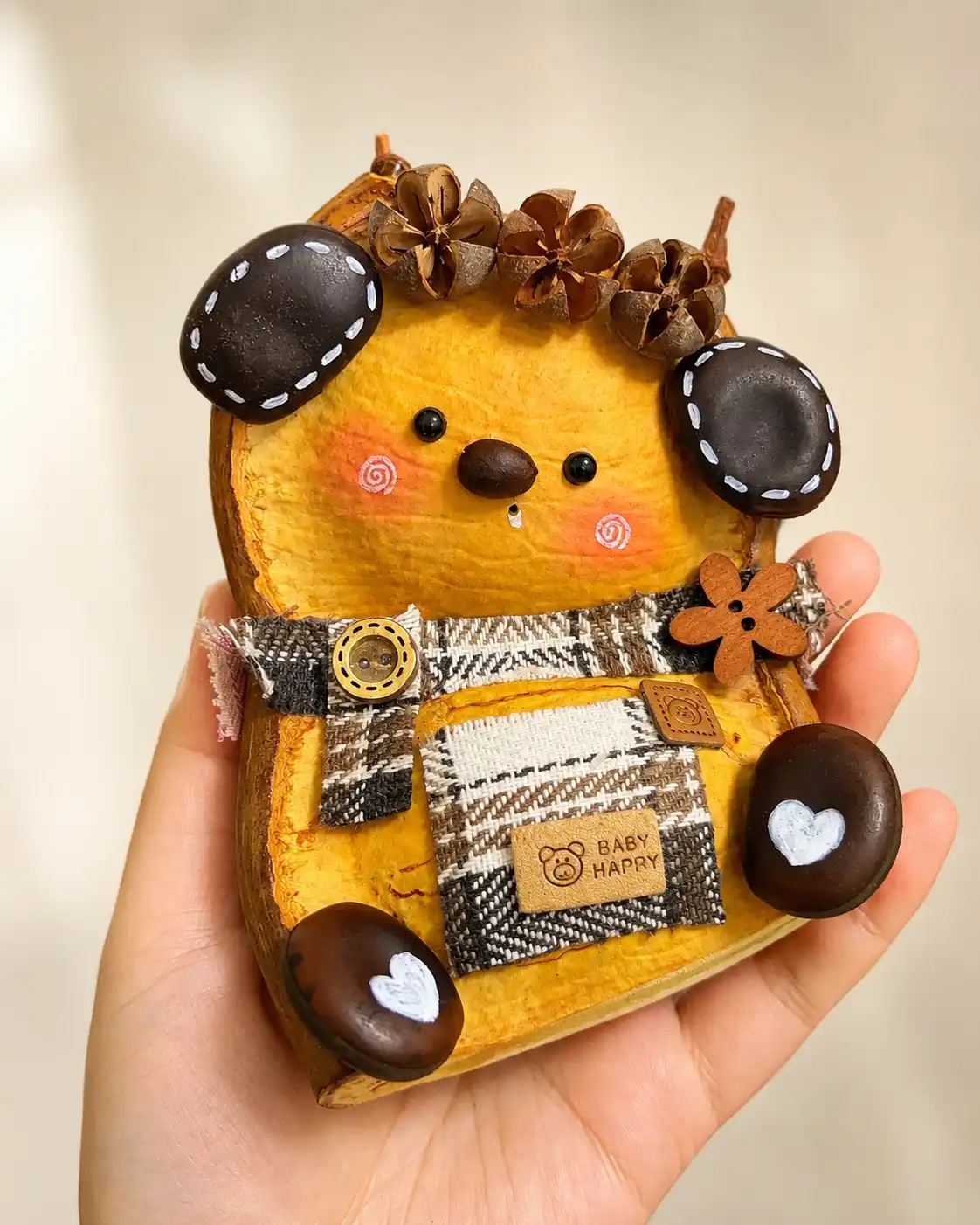 Personal handmade Poddoll gift idea with natural seed pod details